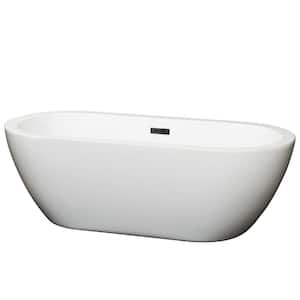 Soho 68 in. Acrylic Flatbottom Bathtub in White with Matte Black Trim