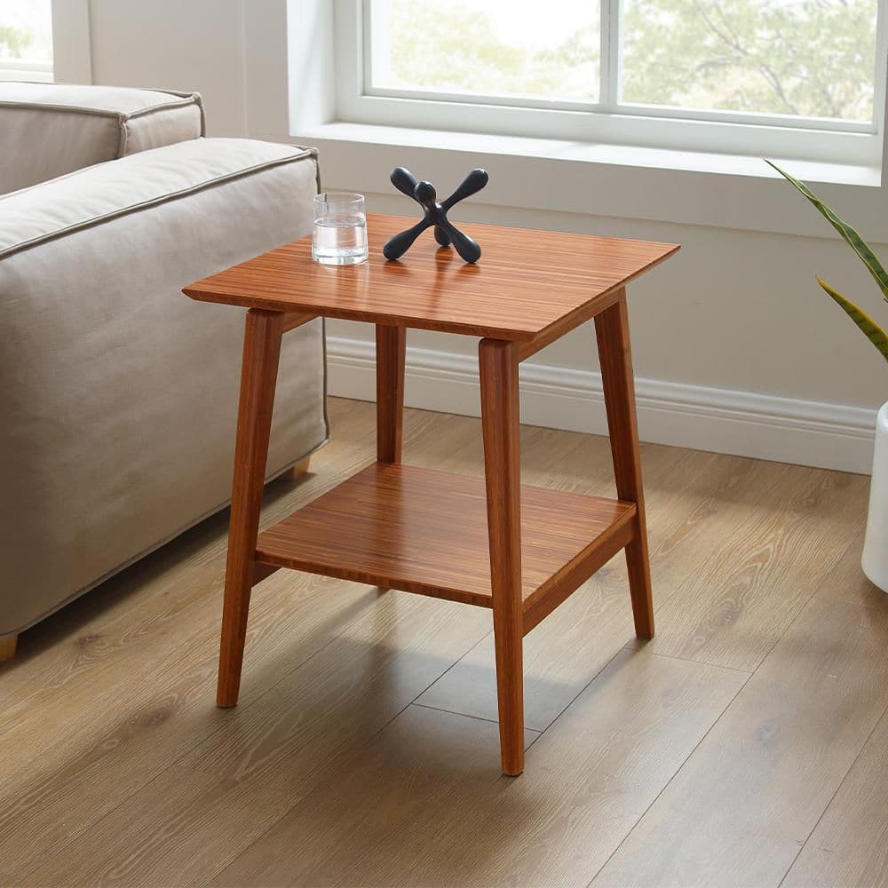 Austin 20 in. Copper Square Wood Bamboo End Table
