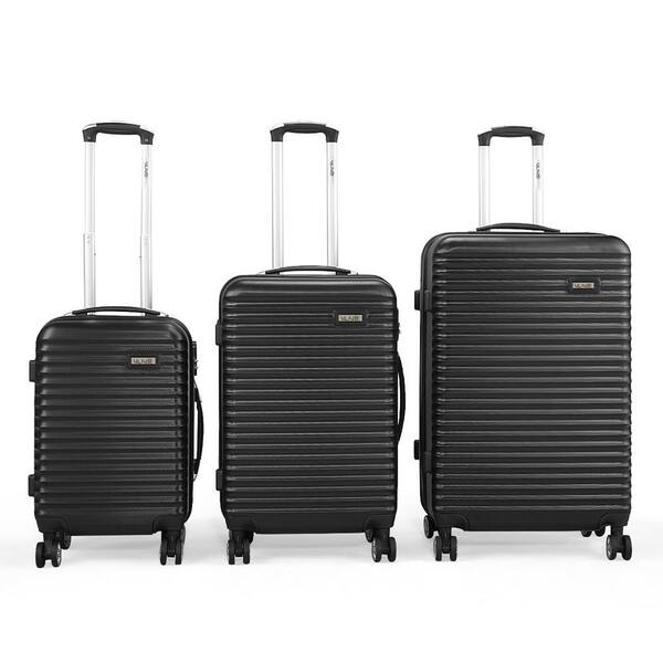 VLIVE Luggage Travel Set 3 Pieces Trolley Suitcases Black