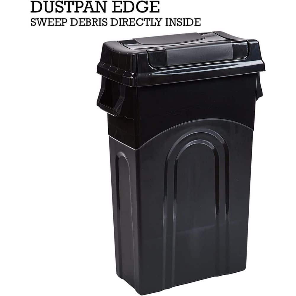 Black 23-Gallon Plastic Wheeled Trash Can with Swing Lid