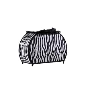 11.75 in. Zebra Animal Print Purse with Black Faux Handle Table Lamp