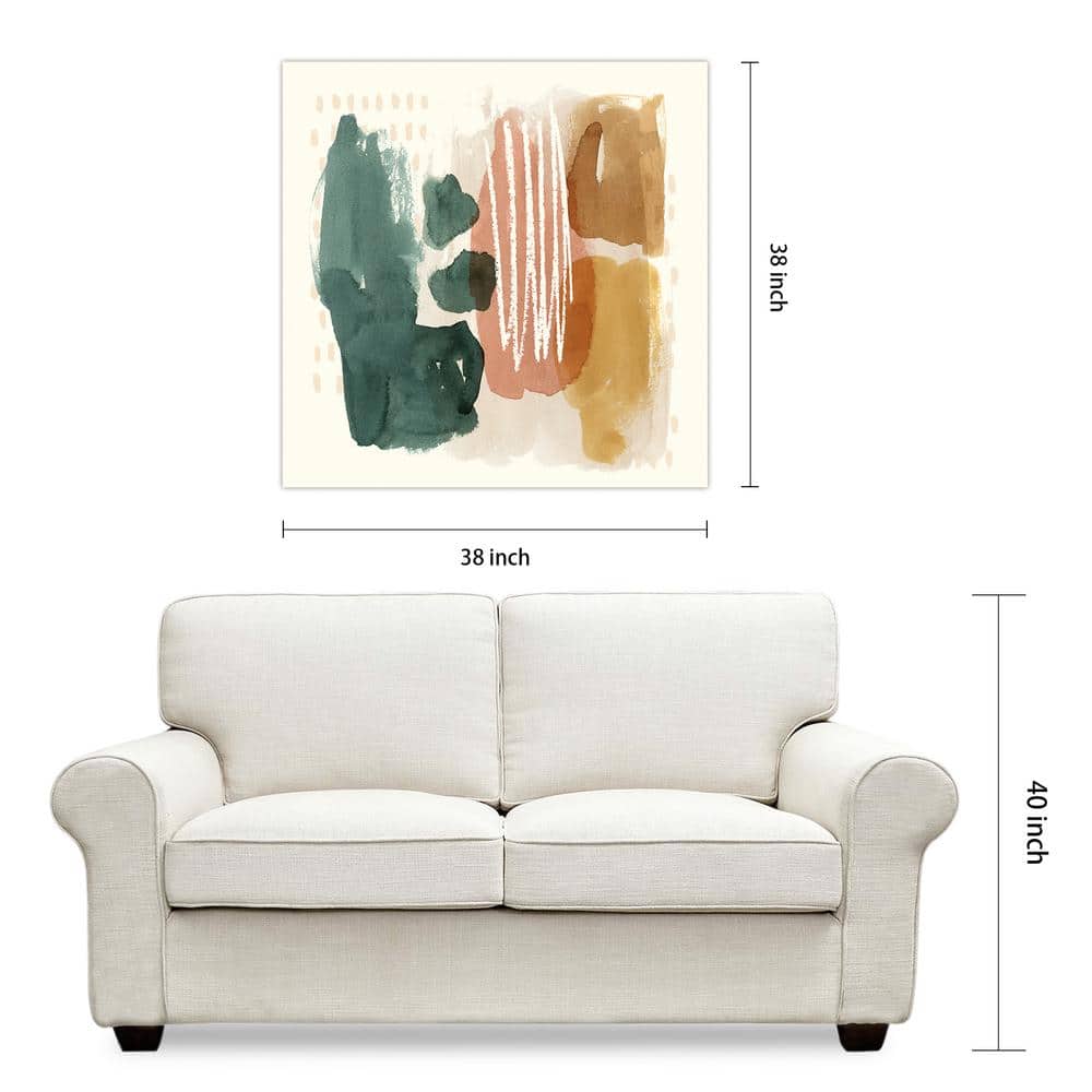 Ochre Echo III Abstract Colorful Frameless Tempered Glass Wall Art, 38" x 38"