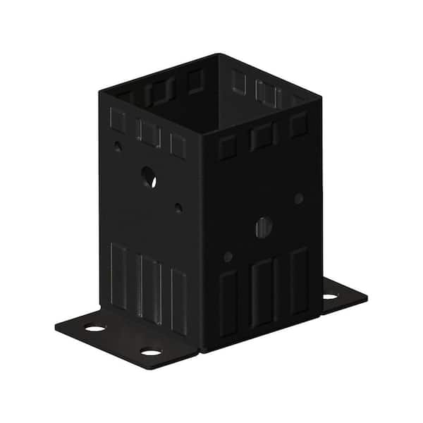 4 in. x 4 in. Powder-Coated Black Heavy-Duty Steel Bolt Down Post Base Support