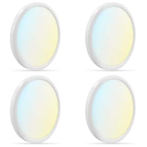 7 in. White Modern Flush Mount Ceiling Light Fixture LED Integrated 15-Watt 1000LM 5CCT 2700K-5000K Dimmable (4-Pack)