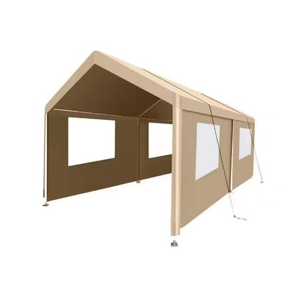 Sudzendf 10 ft. x 20 ft. Heavy-Duty Portable Carport Garage Tent, Outdoor Storage Shelter, Beige