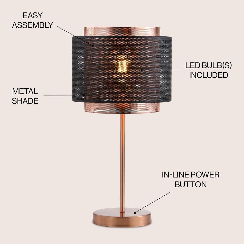 Tribeca Copper and Black Metal LED Table Lamp