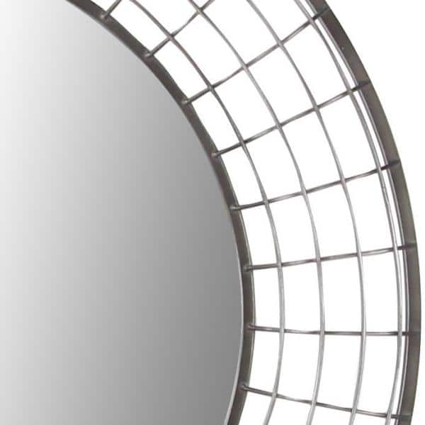 Sleek 36" Black Iron Round Wall Mirror for Industrial Elegance