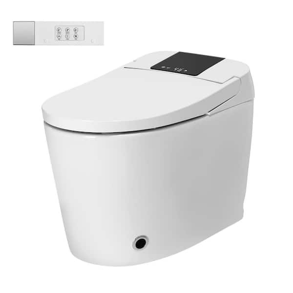 Elongated Bidet Toilet 1.28 GPF Smart Bidet Toilet in White with Auto Open/Close, Foot Sensor, Heating & Digital Display