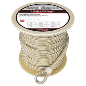5/8 in. x 250 ft. BoatTector Double Braid Nylon Anchor Line with Thimble in White and Gold