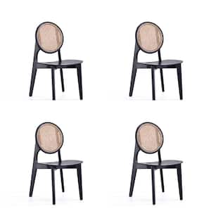 Versailles Black and Natural Cane Round Dining Side Chair (Set of 4)