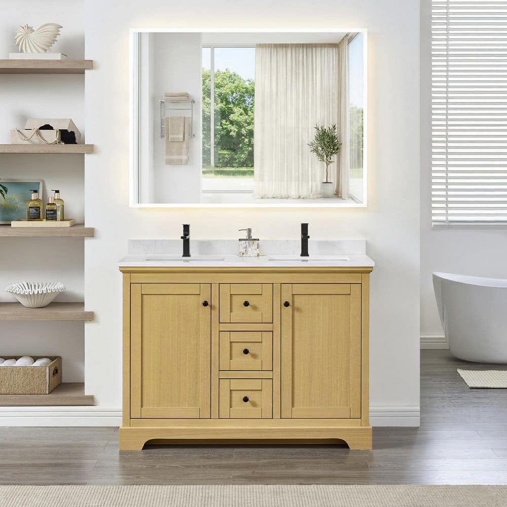 Avery 48 in. Double Freestanding Honey Oak Bath Vanity with Carrara Cultured Marble Top price history on PriceWatchPro