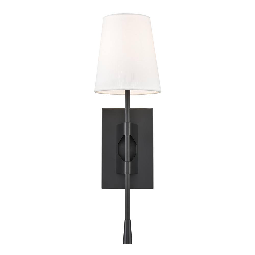 Matte Black Linen Shade 20" Wall Sconce