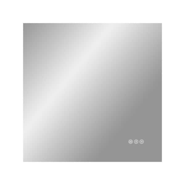 30 in. W x 30 in. H Square Frameless LED Anti-Fog Dimmable Wall Bathroom Vanity Mirror in Tempered Glass