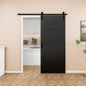 ARK DESIGN 42 in. x 84 in. Paneled 4-Segments Wave Design Black