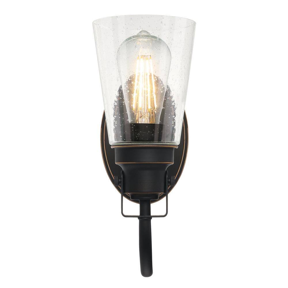 Ashton 12" Oil Rubbed Bronze Wall Sconce with Clear Seeded Glass