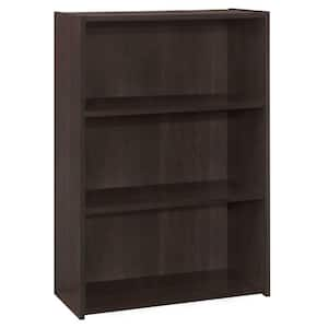 Jasmine 35.5 in.Cappuccino Particle Board 3-Shelf Bookcase