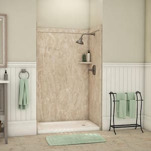 Elegance 36 in. x 48 in. x 80 in. 9-Piece Easy Up Adhesive Alcove Shower Wall Surround in Alaskan Ivory