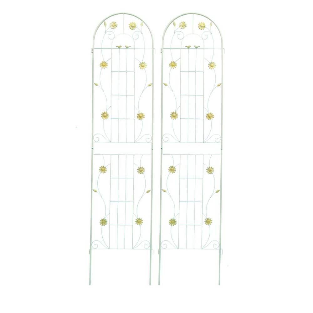 2-Pack 87 in. Cream White Iron Arch Garden Trellis, Fence Plant Trellis for Outdoor Climbing Roses Vines Support price history on PriceWatchPro