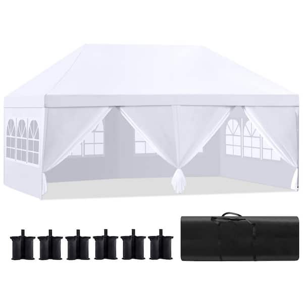 SEEUTEK 10 ft. x 20 ft. Outdoor Gazebo Canopy for Backyard Party, Outside Instant Commercial Tent with Extra 6 Weight Bags