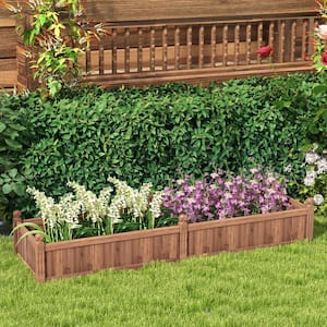 91 in. x 24 in. x 16 in. Fir Wood Divisible Planter Box with Corner Drainage and Non-Woven Liner for Growing Vegetables