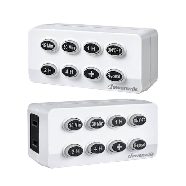 Indoor Countdown Timer with Repeat Function and Lit Up Buttons, Auto Shut Off Timer Outlet, (2-Pack)
