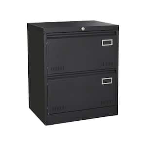 23.62 in. W x 17.71 in. D x 28.5 in. H Black Metal Linen Cabinet Filing Cabinet with Sliding Bar