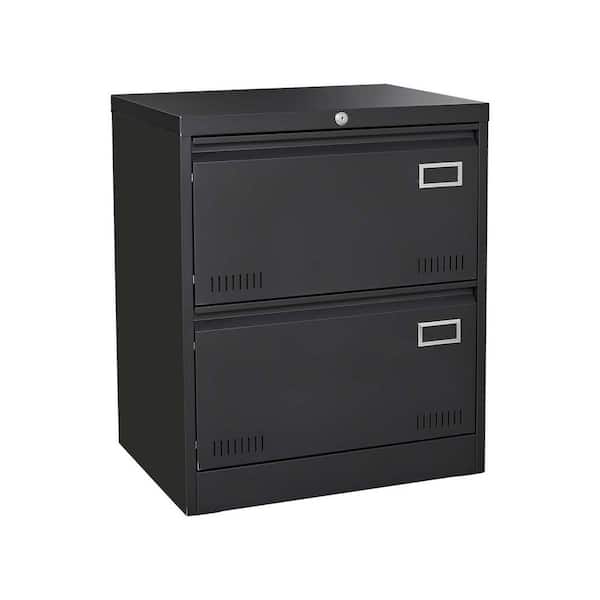 Unbranded 23.62 in. W x 17.71 in. D x 28.5 in. H Black Metal Linen Cabinet Filing Cabinet with Sliding Bar