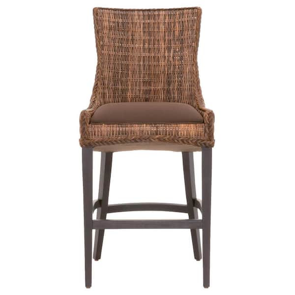 Orient Express Furniture Greco 30 in. Brown Weave Wicker, Espresso Bar Stool (Set of 2)