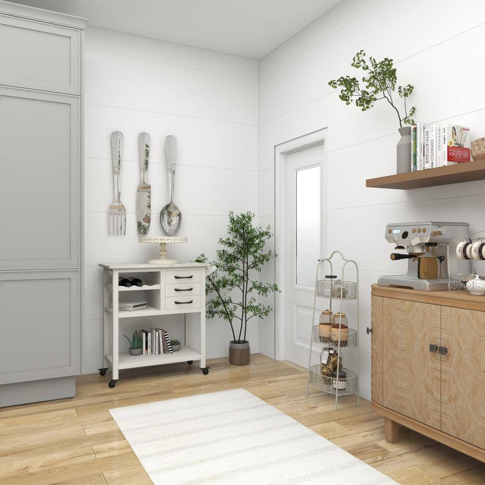 Off-White Metal 3-Tier Elliptical Basket Shelving Unit