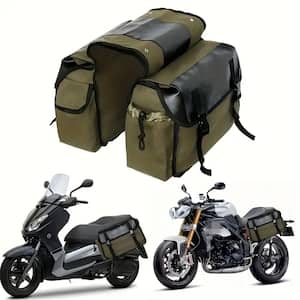 Motorcycle Saddle Bag with Large Capacity, Canvas Panniers Bags for Bicycle Bike Motor, Green
