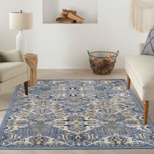 Allur Light Blue 4 ft. x 6 ft. Abstract Medallion Transitional Area Rug
