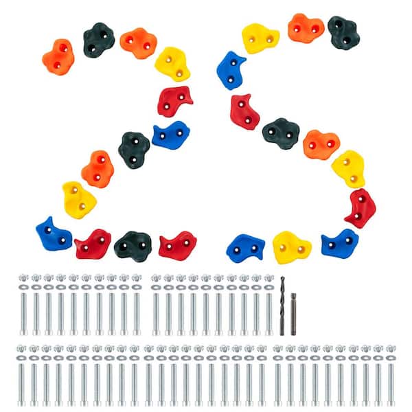 VEVOR 25-Rock Climbing Holds, Multi-Size and Multi-Colored Climbing Rocks for Kids and Adults, Rock Wall Holds