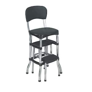 2-Step 3 ft. Steel Retro Step Stool with 225 lb. Load Capacity in Black