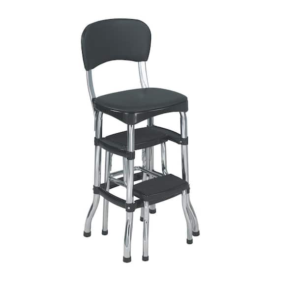 Cosco 2-Step 3 ft. Steel Retro Step Stool with 225 lb. Load Capacity in Black