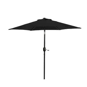 7.5 ft. Crank Lift Hexagon Outdoor Patio Market Umbrella with Steel Rid in Black (Base Not Included)