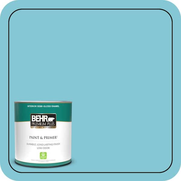 BEHR PREMIUM PLUS 1 qt. #MQ4-50 Not a Cloud in Sight Semi-Gloss Enamel Low Odor Interior Paint & Primer
