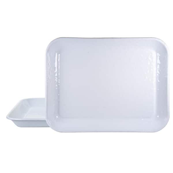 Golden Rabbit Solid White 10 in. x 13 in. Enamelware Square Quarter Sheet