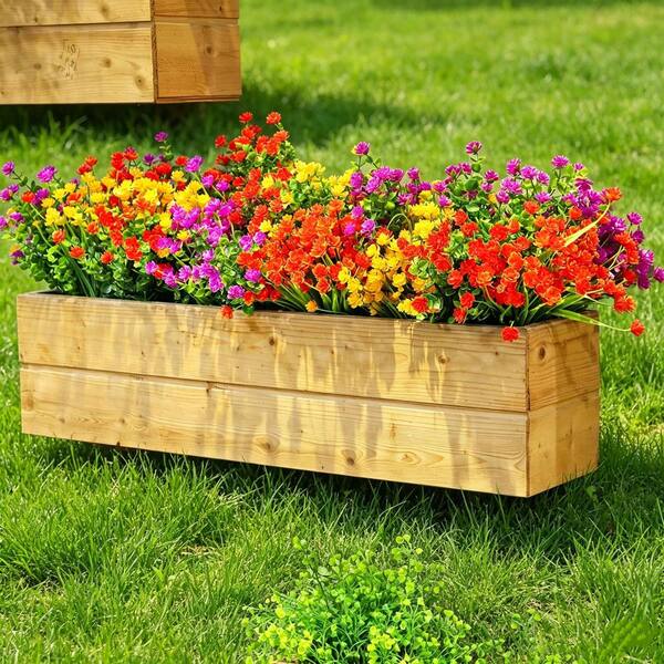 13 in. Multi-Colored Outdoor Artificial Flowers Fake Plastic