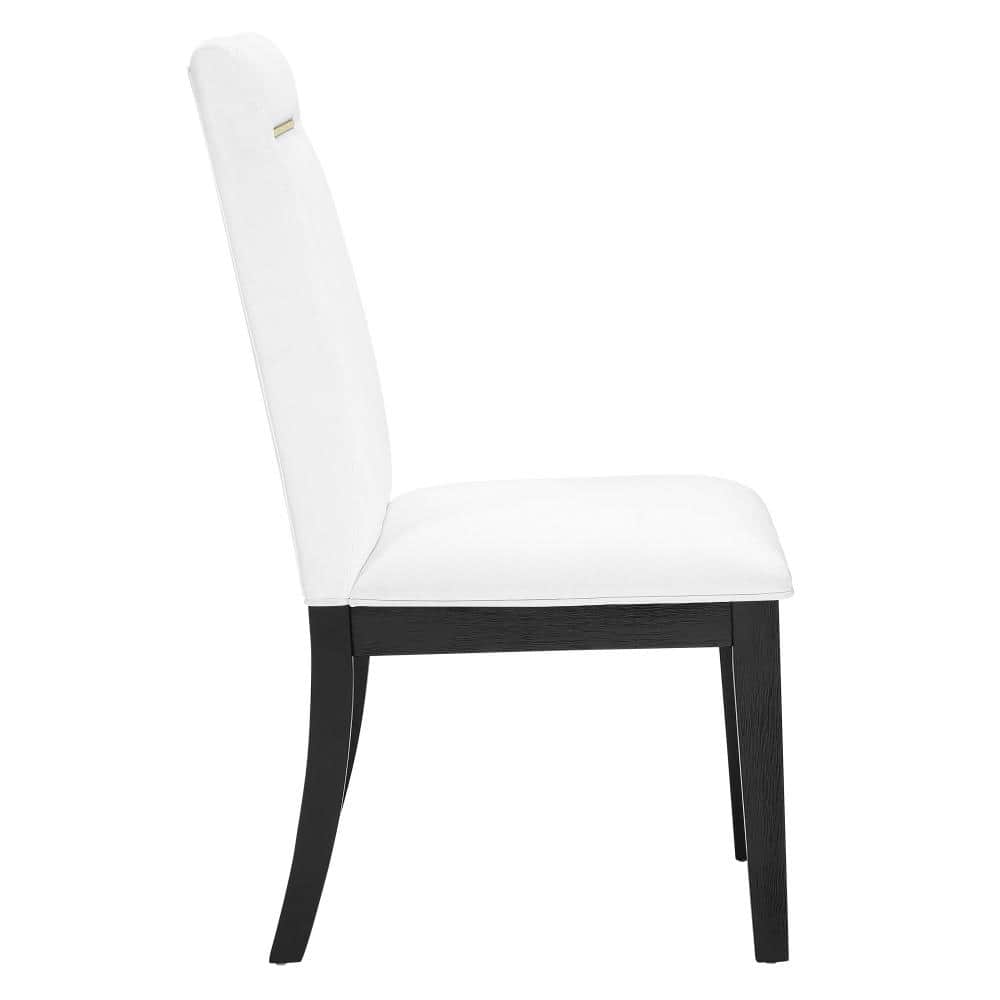 White Faux Leather Upholstered Parsons Side Chair Set