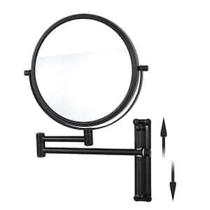 16.7 in. W x 13 in. H Small Round Magnifying Wall Mounted Bathroom Makeup Mirror in Black