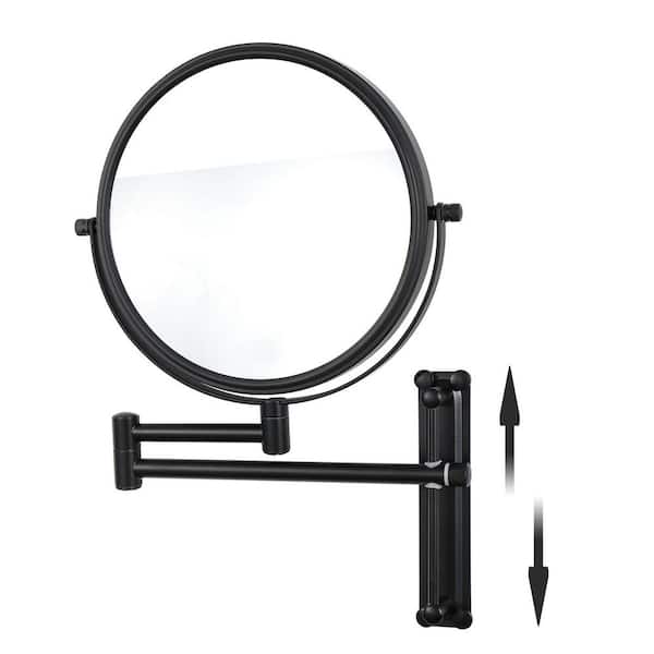 Unbranded 16.7 in. W x 13 in. H Small Round Magnifying Wall Mounted Bathroom Makeup Mirror in Black