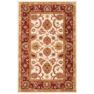 Classic Ivory/Red 4 ft. x 6 ft. Border Area Rug