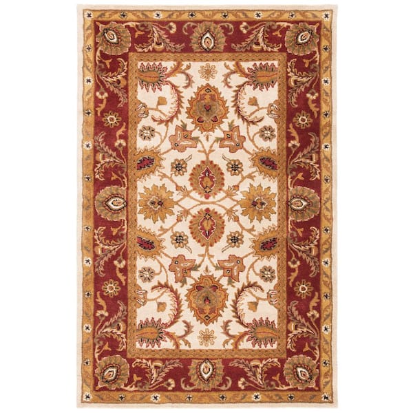 SAFAVIEH Classic Ivory/Red 5 ft. x 8 ft. Border Area Rug