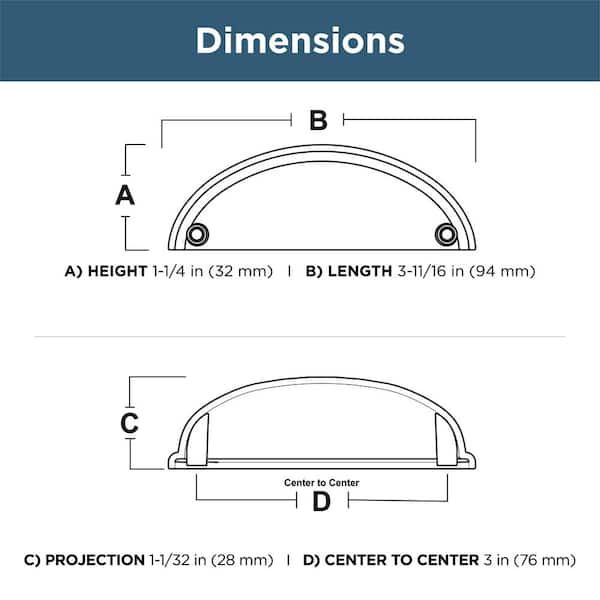 3 in. (76 mm) Center-to-Center Satin Nickel Wide Modern Bin Cup Drawer Pull (10-Pack) 3 in. (76 mm) Center-to-Center Satin Nickel Wide Modern Bin Cup Drawer Pull (10-Pack)