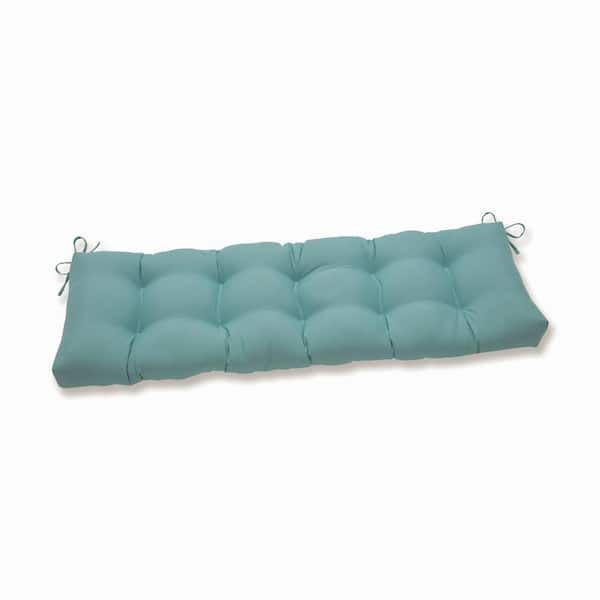 Pillow Perfect Solid Rectangular Outdoor Bench Cushion in Blue