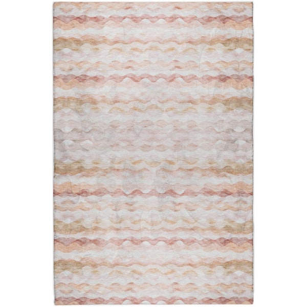 Dream Shag Premium Machine Washable Abstract ADS195 Peach 10 ft. x 14 ft. Area Rug