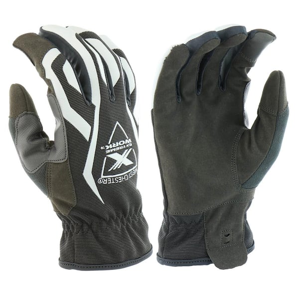 West Chester Protective Gear Extreme Work Large Black/Gray Multi-Purpose Performance Synthetic Leather Work Glove with Touch Screen Capability