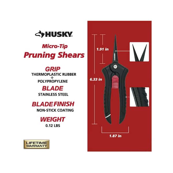6 in. Micro-Tip Pruning Shears with Stainless Steel Blades and Softgrip Handle