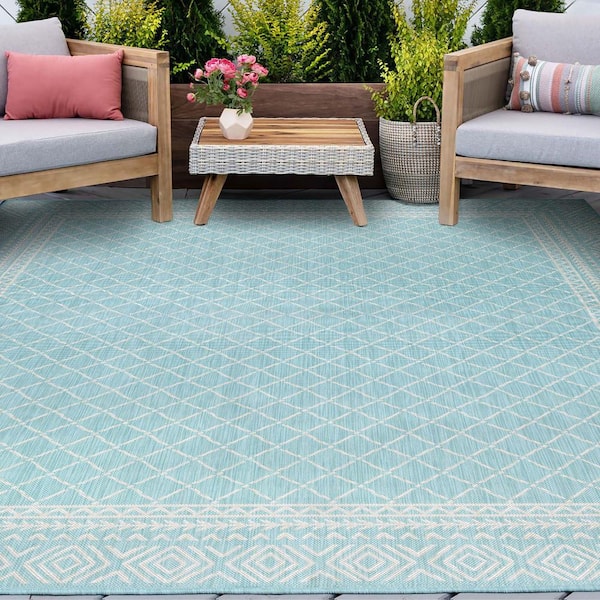 Eco Diamond Aqua 4 ft. x 6 ft. Indoor/Outdoor Area Rug