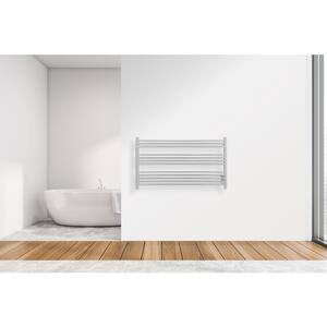 Amplia Dual 12-Bar Hardwired and Plug-In Electric Towel Warmer in Brushed Stainless Steel